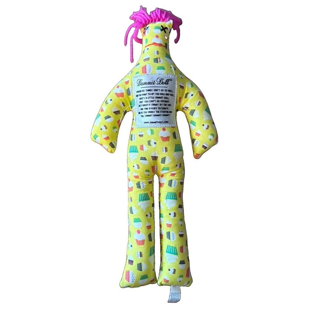 Dammit Doll 12" Plush Adult Toy Yellow Pink Cupcakes Stress Reliever